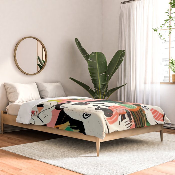 Game Weekend, Monkey Pastel Tropical Playing Cards, Fun Eclectic Party Drinks Alcohol Jungle, Wild Animals Friends Hangout Painting Comforter Gallery Image 2