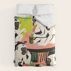 Game Weekend, Monkey Pastel Tropical Playing Cards, Fun Eclectic Party Drinks Alcohol Jungle, Wild Animals Friends Hangout Painting Comforter Gallery Image 6