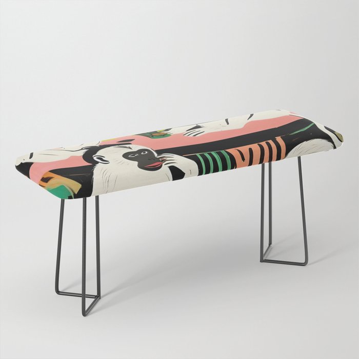 Game Weekend, Monkey Pastel Tropical Playing Cards, Fun Eclectic Party Drinks Alcohol Jungle, Wild Animals Friends Hangout Painting Bench Gallery Image 1