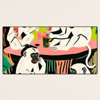 Game Weekend, Monkey Pastel Tropical Playing Cards, Fun Eclectic Party Drinks Alcohol Jungle, Wild Animals Friends Hangout Painting Desk Mat Gallery Image 3