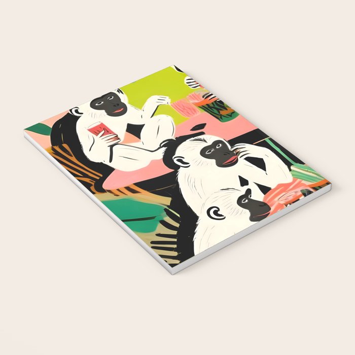 Game Weekend, Monkey Pastel Tropical Playing Cards, Fun Eclectic Party Drinks Alcohol Jungle, Wild Animals Friends Hangout Painting Notebook Gallery Image 3