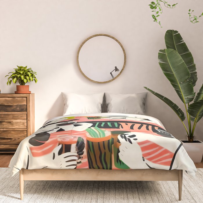 Game Weekend, Monkey Pastel Tropical Playing Cards, Fun Eclectic Party Drinks Alcohol Jungle, Wild Animals Friends Hangout Painting Comforter Gallery Image 3