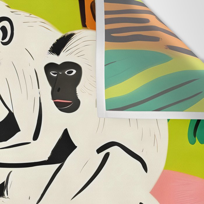 Game Weekend, Monkey Pastel Tropical Playing Cards, Fun Eclectic Party Drinks Alcohol Jungle, Wild Animals Friends Hangout Painting Wall Tapestry Gallery Image 3