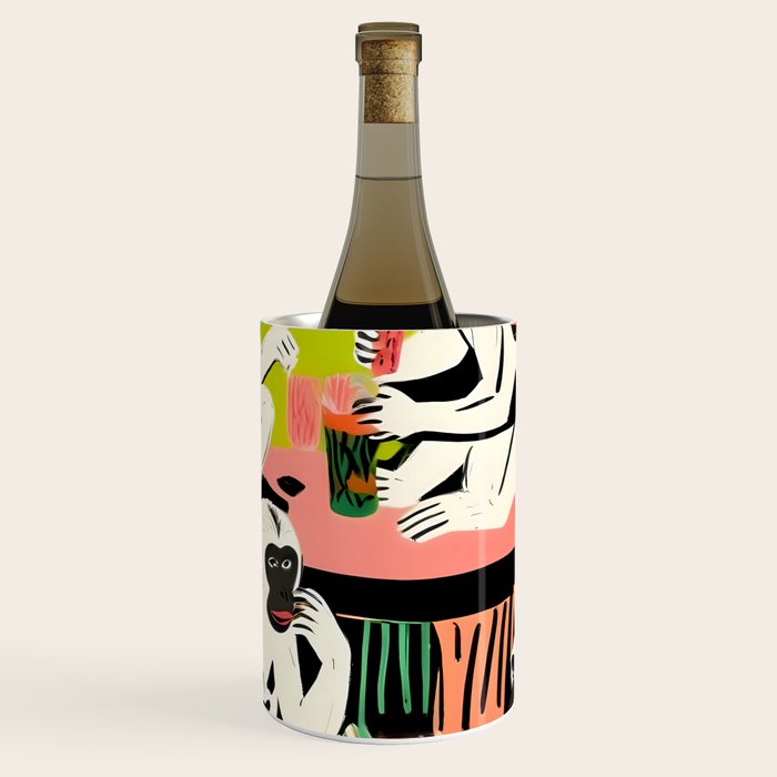 Game Weekend, Monkey Pastel Tropical Playing Cards, Fun Eclectic Party Drinks Alcohol Jungle, Wild Animals Friends Hangout Painting Wine Chiller Gallery Image 1