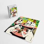 Game Weekend, Monkey Pastel Tropical Playing Cards, Fun Eclectic Party Drinks Alcohol Jungle, Wild Animals Friends Hangout Painting Jigsaw Puzzle Gallery Image 2