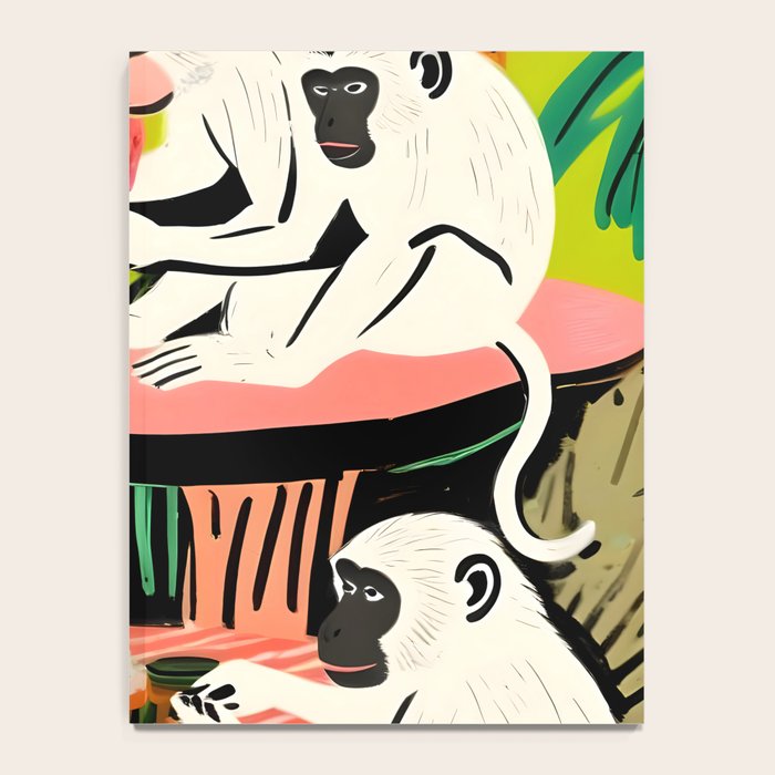 Game Weekend, Monkey Pastel Tropical Playing Cards, Fun Eclectic Party Drinks Alcohol Jungle, Wild Animals Friends Hangout Painting Notebook Gallery Image 4