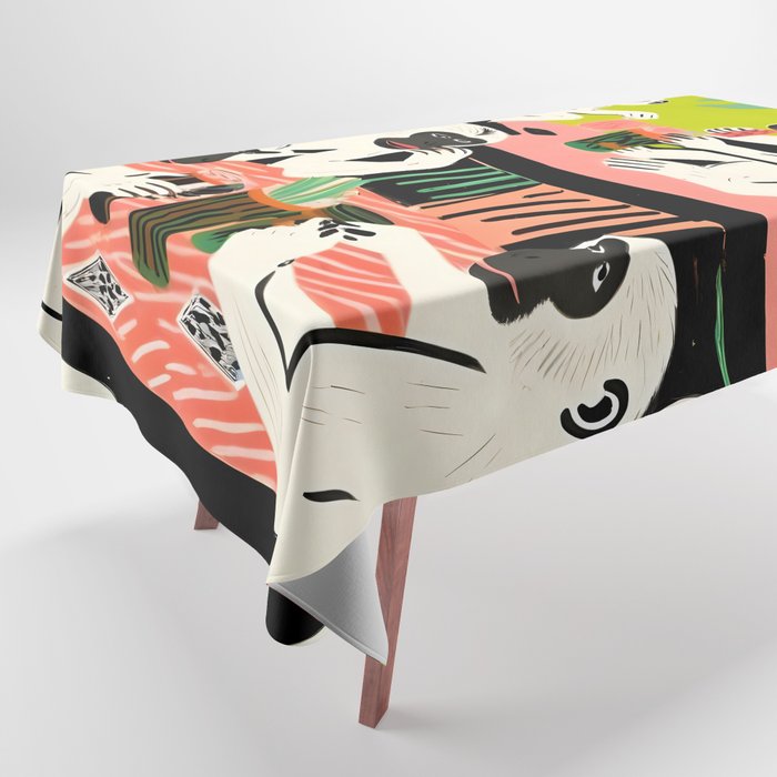 Game Weekend, Monkey Pastel Tropical Playing Cards, Fun Eclectic Party Drinks Alcohol Jungle, Wild Animals Friends Hangout Painting Tablecloth Gallery Image 1