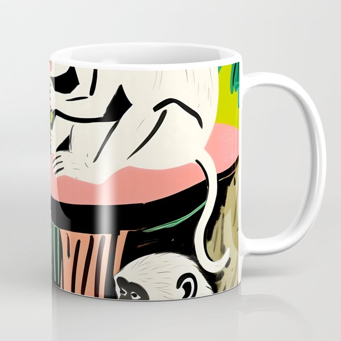 Game Weekend, Monkey Pastel Tropical Playing Cards, Fun Eclectic Party Drinks Alcohol Jungle, Wild Animals Friends Hangout Painting Coffee Mug Gallery Image 1