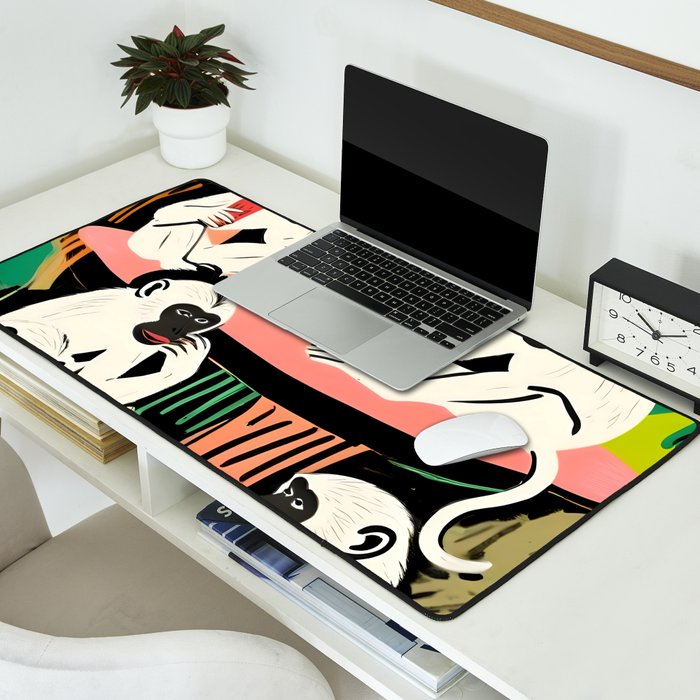 Game Weekend, Monkey Pastel Tropical Playing Cards, Fun Eclectic Party Drinks Alcohol Jungle, Wild Animals Friends Hangout Painting Desk Mat Gallery Image 2