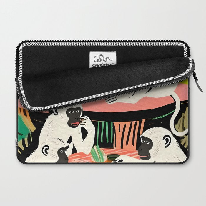 Game Weekend, Monkey Pastel Tropical Playing Cards, Fun Eclectic Party Drinks Alcohol Jungle, Wild Animals Friends Hangout Painting Laptop Sleeve Gallery Image 2