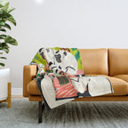 Game Weekend, Monkey Pastel Tropical Playing Cards, Fun Eclectic Party Drinks Alcohol Jungle, Wild Animals Friends Hangout Painting Throw Blanket Gallery Image 1