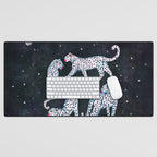 White leopards in space  Desk Mat Gallery Image 1