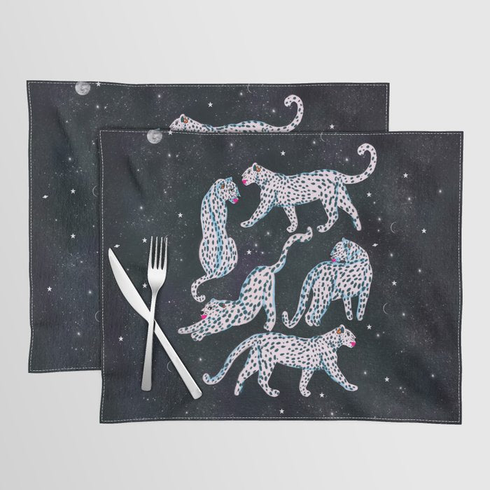 White leopards in space  Placemat Gallery Image 1