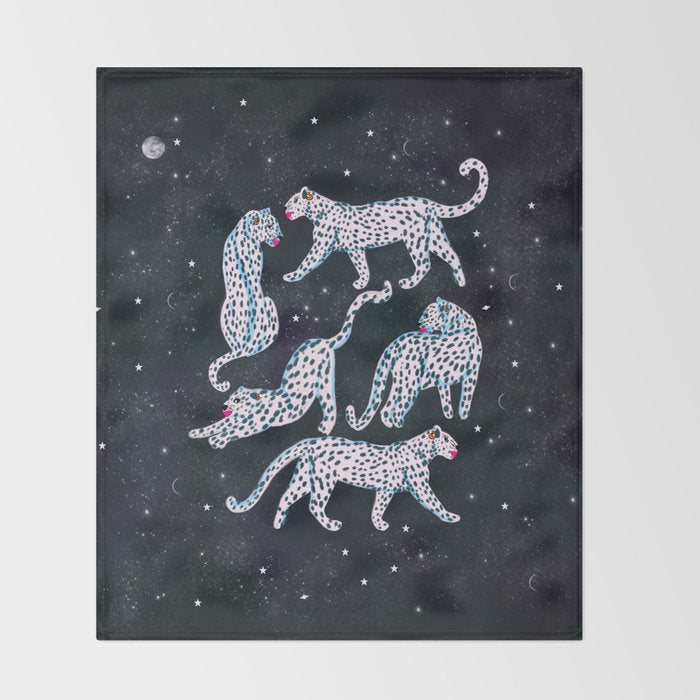 White leopards in space  Throw Blanket Gallery Image 2