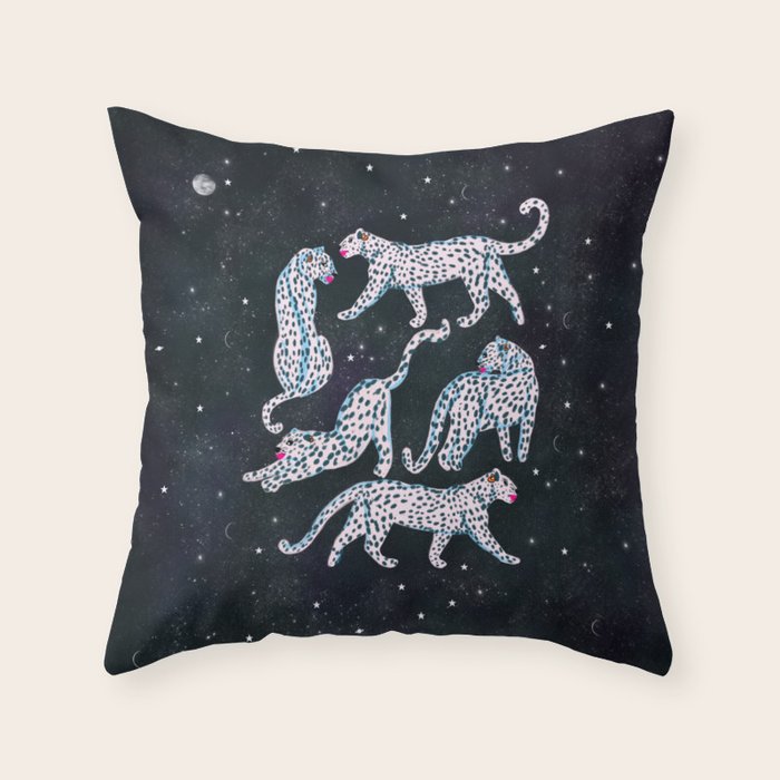 White leopards in space  Throw Pillow Gallery Image 6