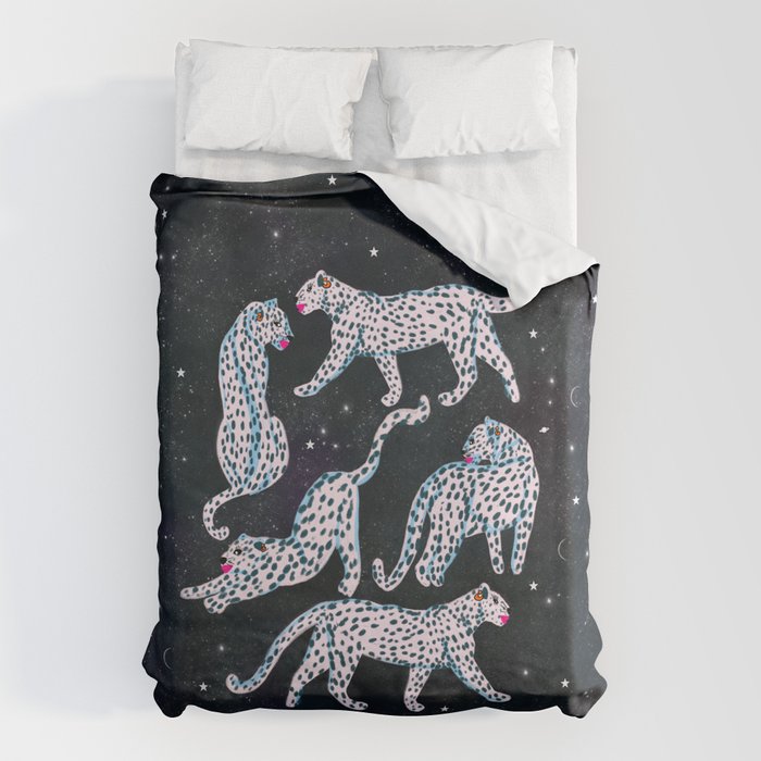 White leopards in space  Duvet Cover Gallery Image 6