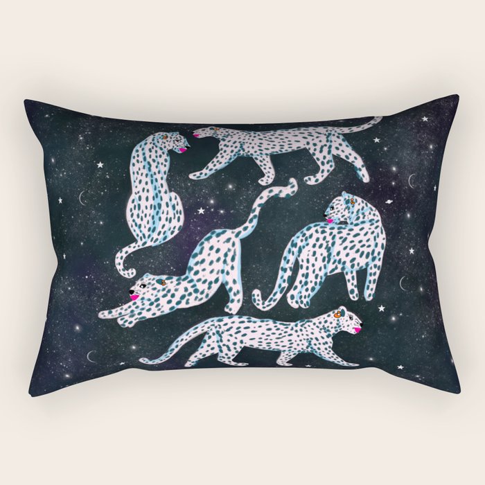 White leopards in space  Rectangular Pillow Gallery Image 1