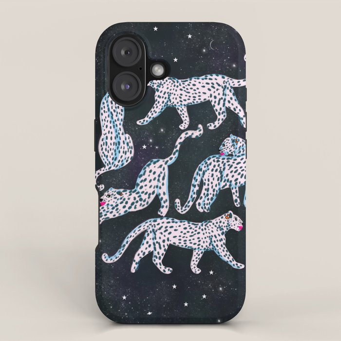 White leopards in space  iPhone Case Gallery Image 1
