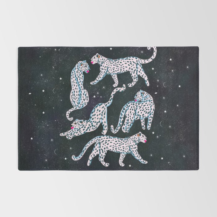 White leopards in space  Rug Gallery Image 2