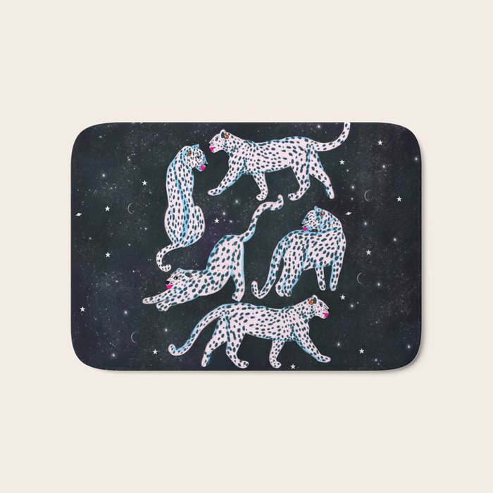 White leopards in space  Bath Mat Gallery Image 1