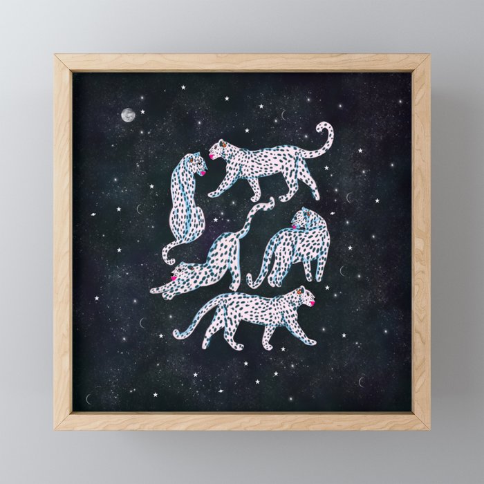 White leopards in space  Mini Art Print Gallery Image 1