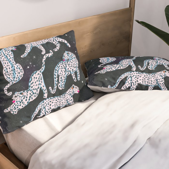 White leopards in space  Pillow Sham Gallery Image 2