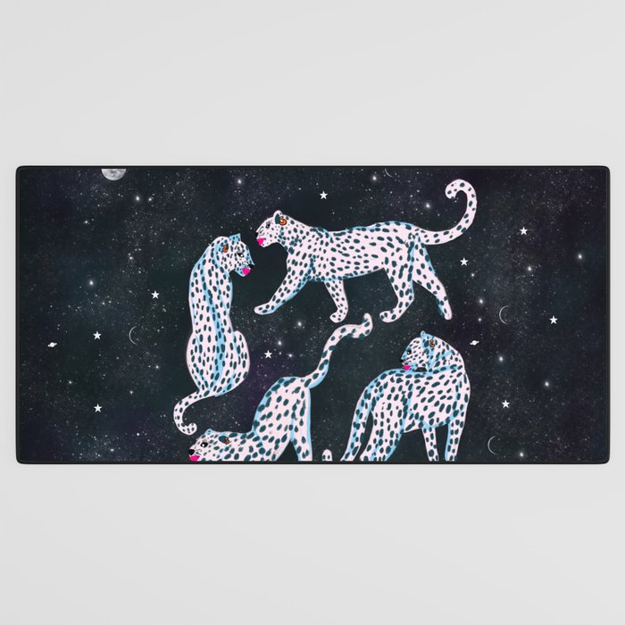 White leopards in space  Desk Mat Gallery Image 3