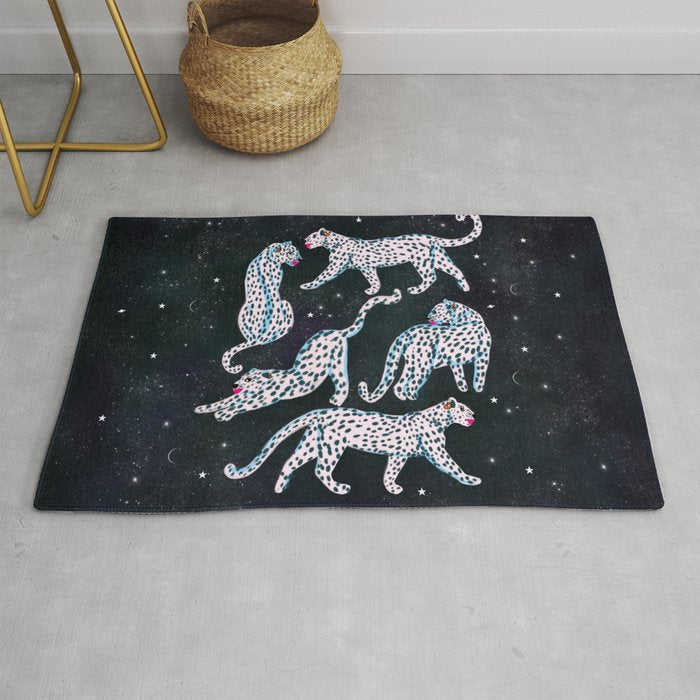 White leopards in space  Rug Gallery Image 1