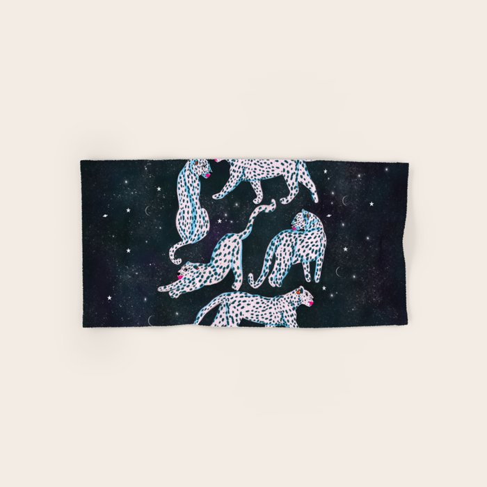 White leopards in space  Bath Towel Gallery Image 1