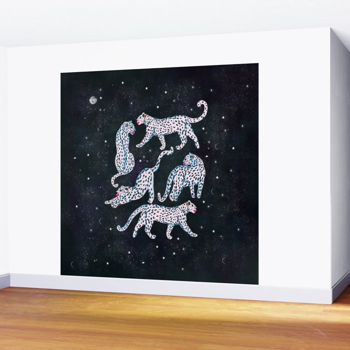 White leopards in space  Wall Mural Gallery Image 2