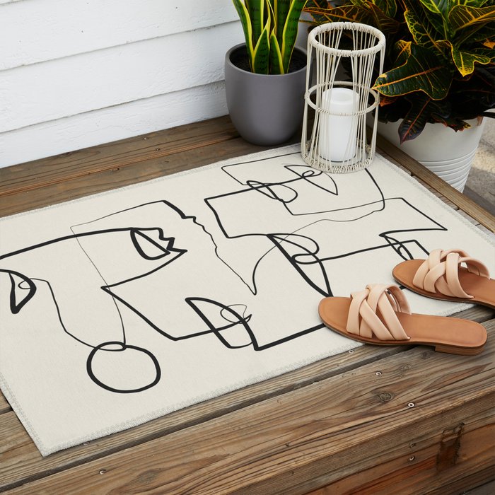Abstract line art 12 Outdoor Rug Gallery Image 2