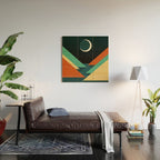 Quiet stream under crescent moon Wood Wall Art Gallery Image 2