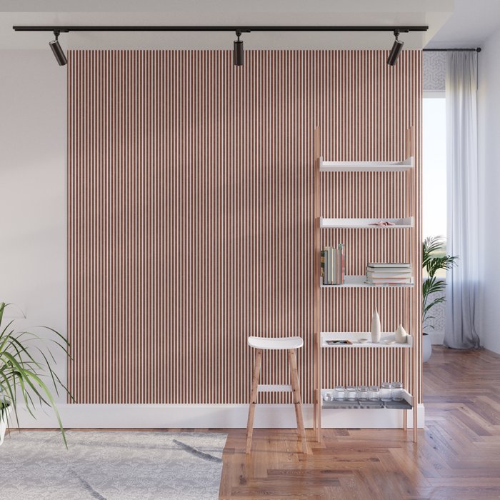 linen textured stripes - rust Wall Mural Gallery Image 1