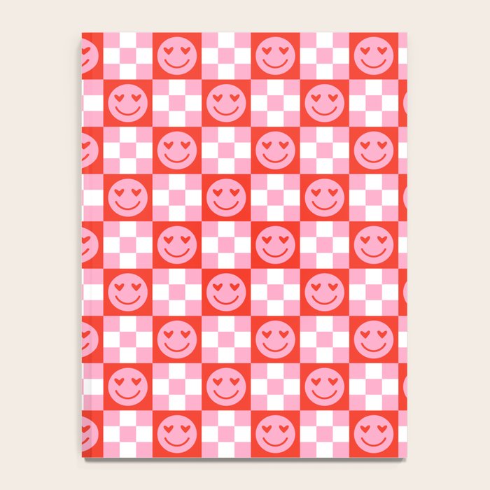 Retro love heart face checkered pattern Notebook Gallery Image 4