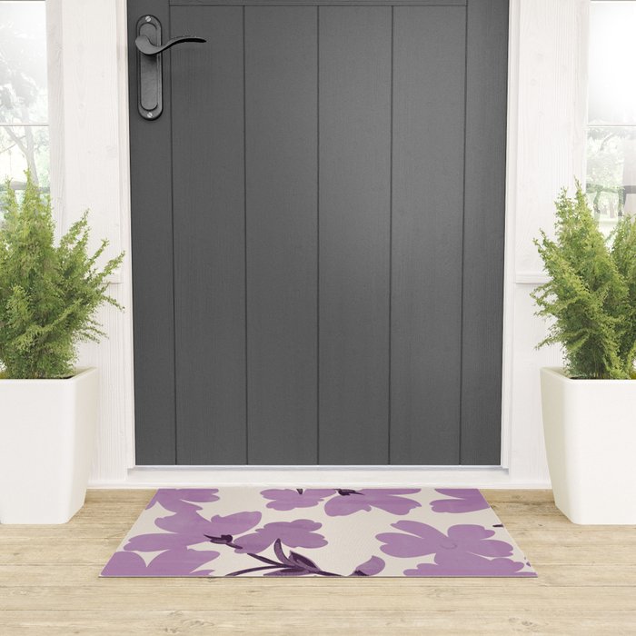 Gentle Purple Flowers Welcome Mat Gallery Image 3