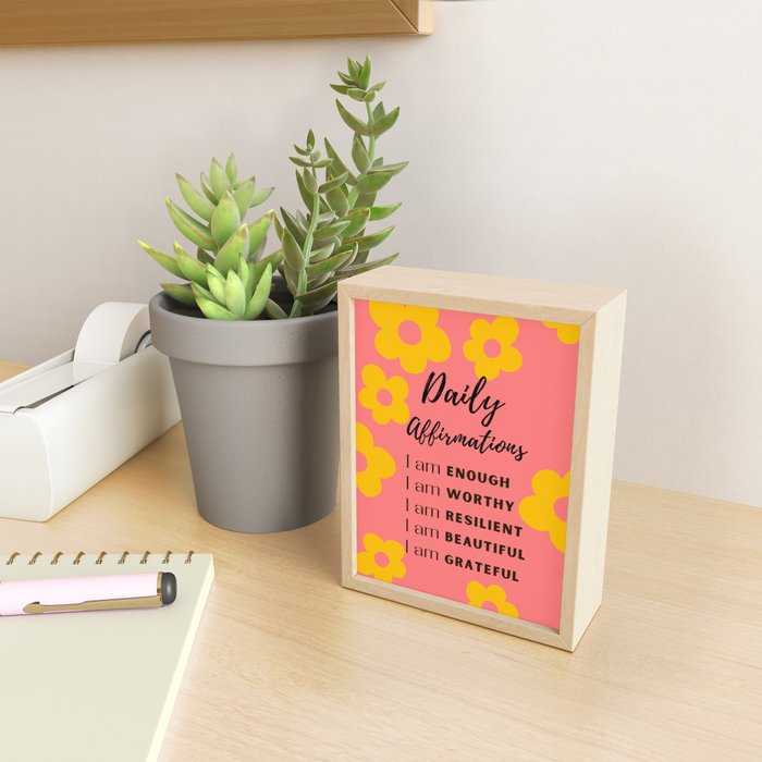 daily affirmations for confidence - self care intentions Mini Art Print Gallery Image 2