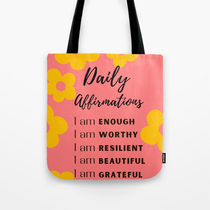 daily affirmations for confidence - self care intentions Tote Bag Gallery Image 1