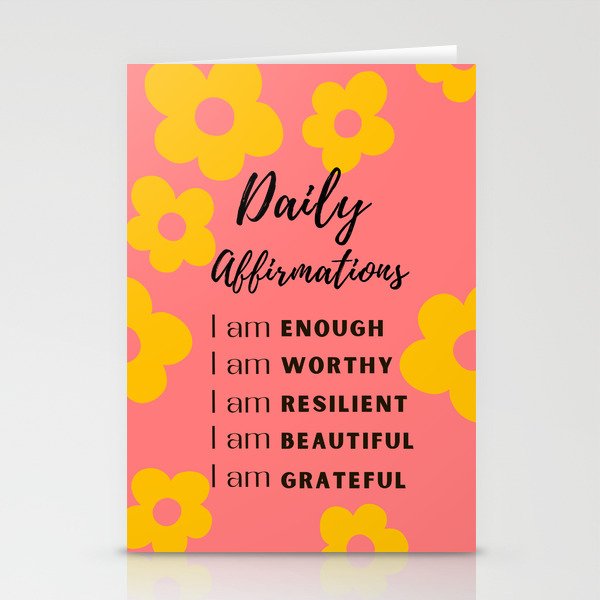 daily affirmations for confidence - self care intentions Stationery Card Gallery Image 2