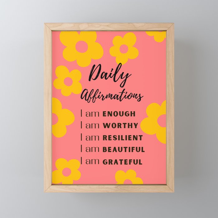 daily affirmations for confidence - self care intentions Mini Art Print Gallery Image 1