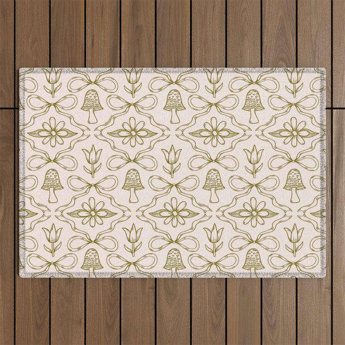 Spring Toile Print in Green Outdoor Rug Gallery Image 1