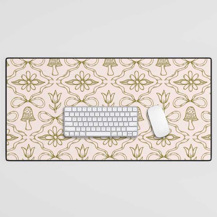 Spring Toile Print in Green Desk Mat Gallery Image 1