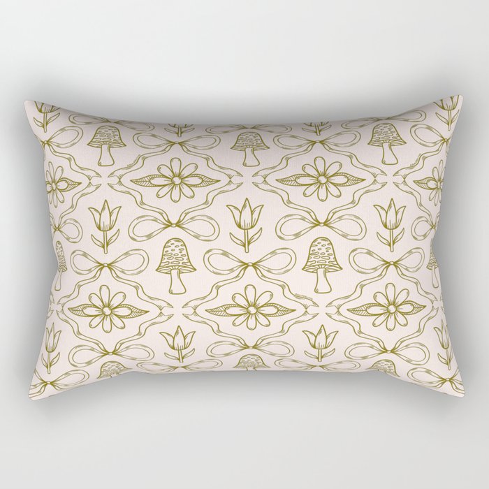Spring Toile Print in Green Rectangular Pillow Gallery Image 1