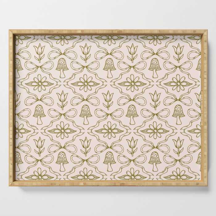 Spring Toile Print in Green Serving Tray Gallery Image 1