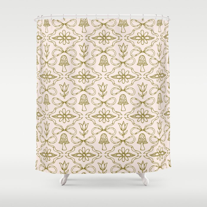Spring Toile Print in Green Shower Curtain Gallery Image 1