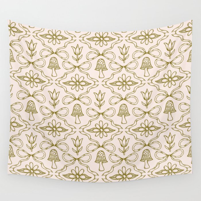 Spring Toile Print in Green Wall Tapestry Gallery Image 4