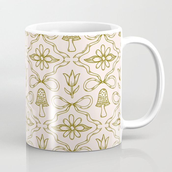 Spring Toile Print in Green Coffee Mug Gallery Image 1