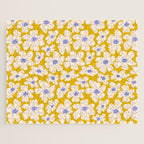 Retro Daisy - yellow, white and purple  Jigsaw Puzzle Gallery Image 1