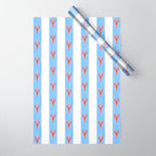 Red Lobsters On Hand-Painted Bright Blue Stripes Wrapping Paper Gallery Image 1