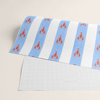 Red Lobsters On Hand-Painted Bright Blue Stripes Wrapping Paper Gallery Image 2