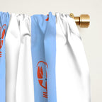 Red Lobsters On Hand-Painted Bright Blue Stripes Window Curtain Gallery Image 2